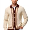 Men Cardigan Sweater Soft Stretch Contrast Color Button-1