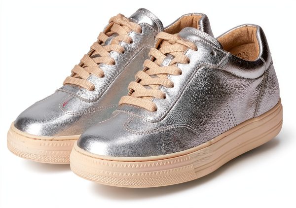 Paul Green Womens Leather Shoes Comfortable Footbed Silver-0