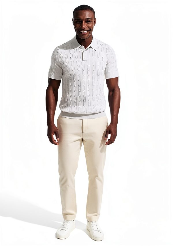 PJ PAUL JONES Mens Textured Knit Polo Shirts Lyocell Fabric-3