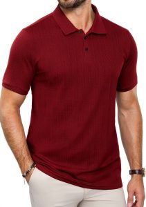 Mens Textured Polo Shirt Soft Fabric Classic Design Colors-0