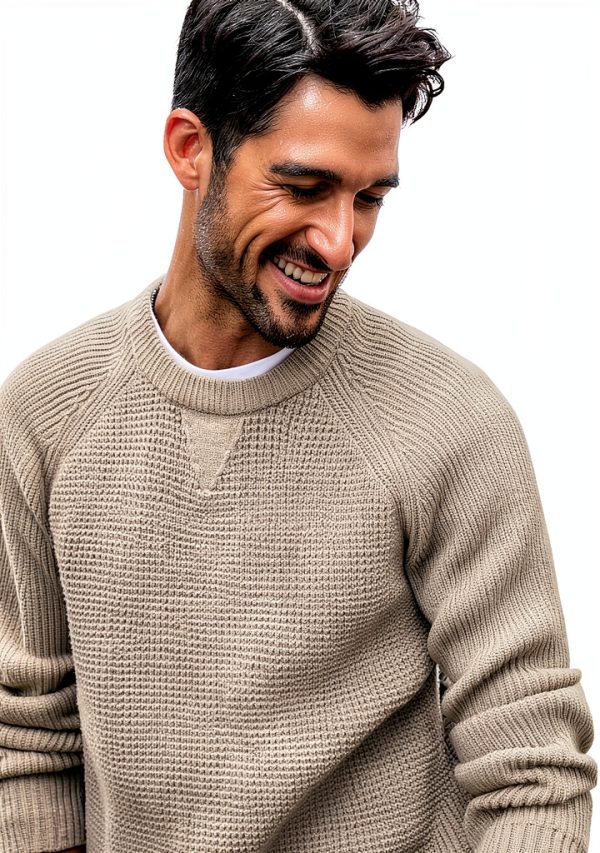 PJ Paul Jones Mens Waffle Sweater Soft Knit Crewneck-1