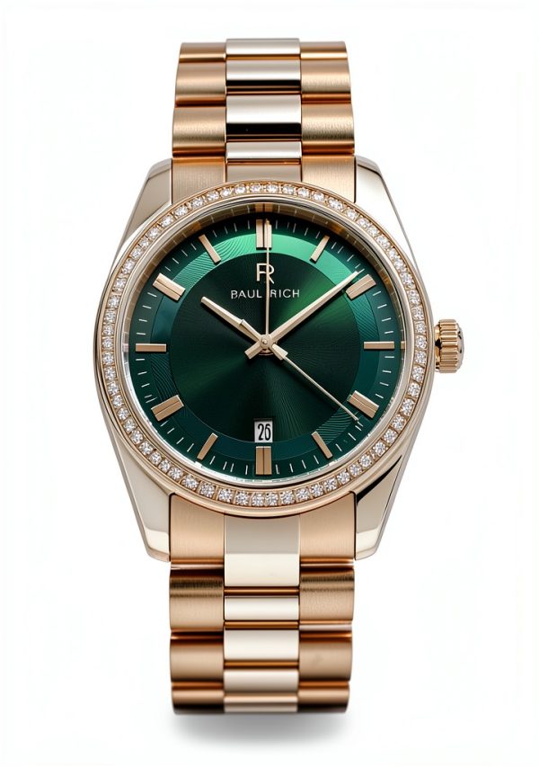 Paul Rich Mens Watch Green Dial Quartz Movement Gold Silver-4