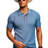 Mens Polo Shirt Viscose Herringbone Texture Golf Casual Wear-2