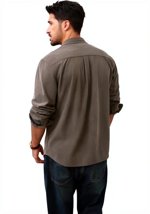 Corduroy Button Down Shirt Mens Soft Comfortable Long Sleeve-4