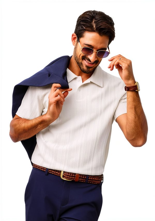 Men's Polo Shirt Soft Pique Knit Classic Collar Versatile-2