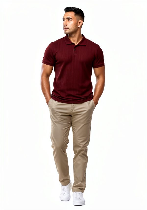 Mens Textured Polo Shirt Soft Fabric Classic Design Colors-4
