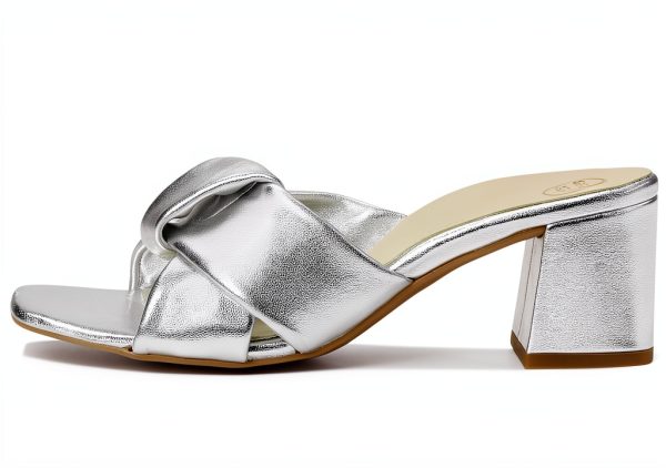 PAUL GREEN Womens Slide Sandals Leather Lined Aluminium-3