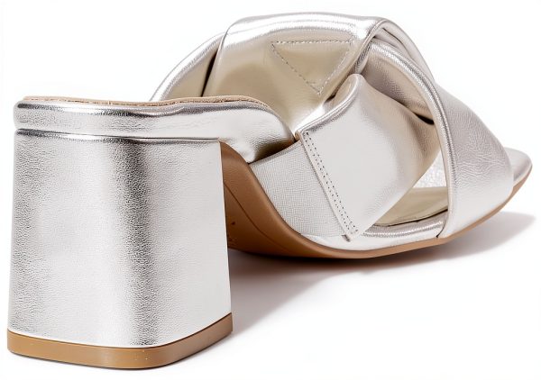 PAUL GREEN Womens Slide Sandals Leather Lined Aluminium-4