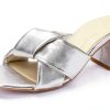 PAUL GREEN Womens Slide Sandals Leather Lined Aluminium-6