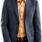 Mens Navy Blue Blazer Lightweight Fabric Removable Brooch-0