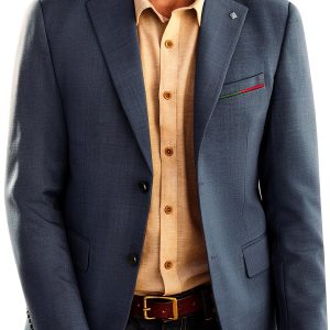 Mens Navy Blue Blazer Lightweight Fabric Removable Brooch-0