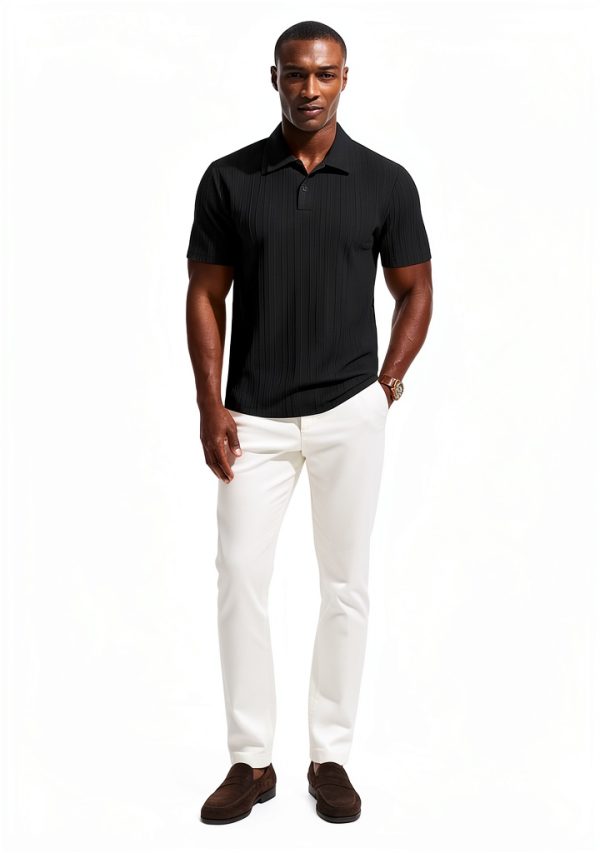 Mens Polo Shirt Soft Pique Knit Classic Collar Design-5