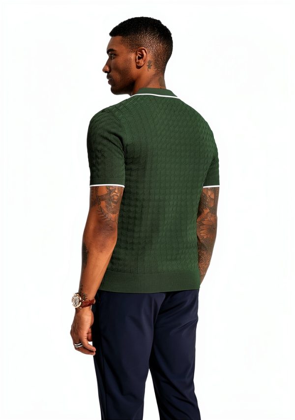 PJ Paul Jones Mens Knit Polo Shirt Quarter Zip Comfortable-1