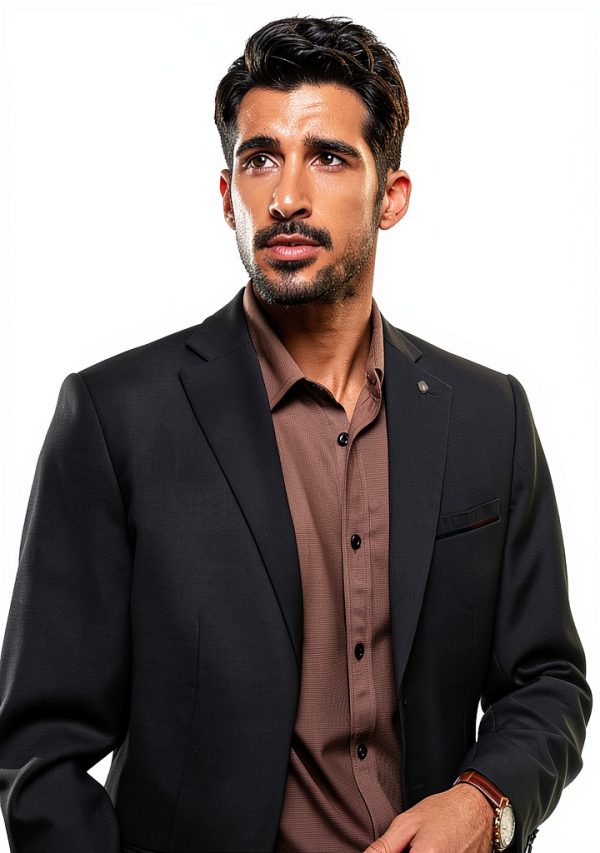 Mens Blazer Lightweight Fabric Removable Brooch Olive Green-1