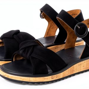 Paul Green Womens Black Suede Sandals Leather Lined-0