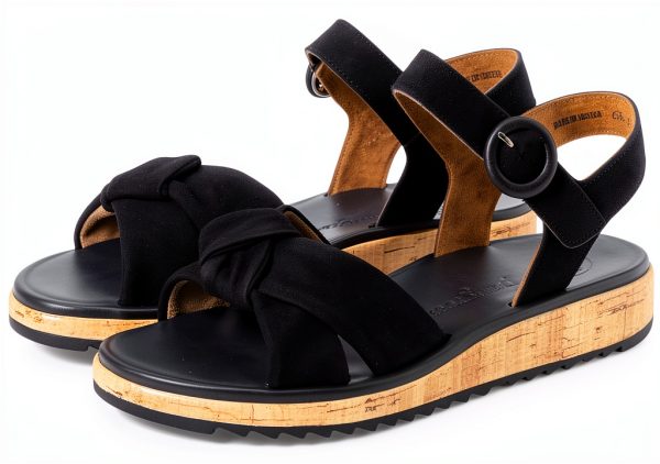 Paul Green Womens Black Suede Sandals Leather Lined-0