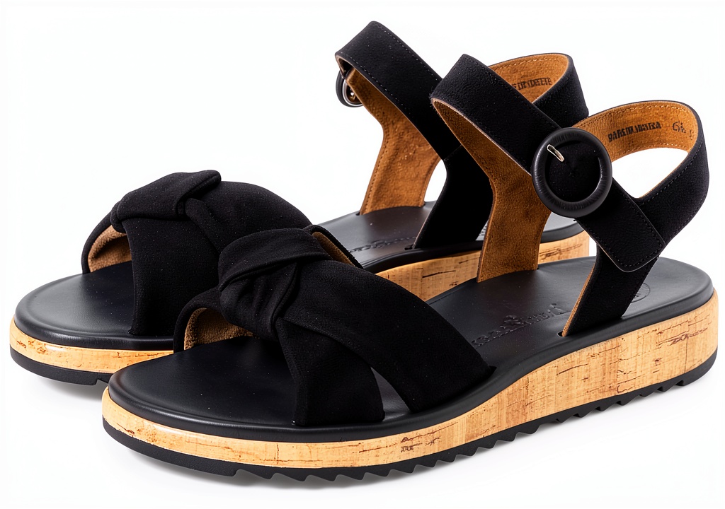 Paul Green Black Suede Sandals showcasing the leather-lined interior and suede upper