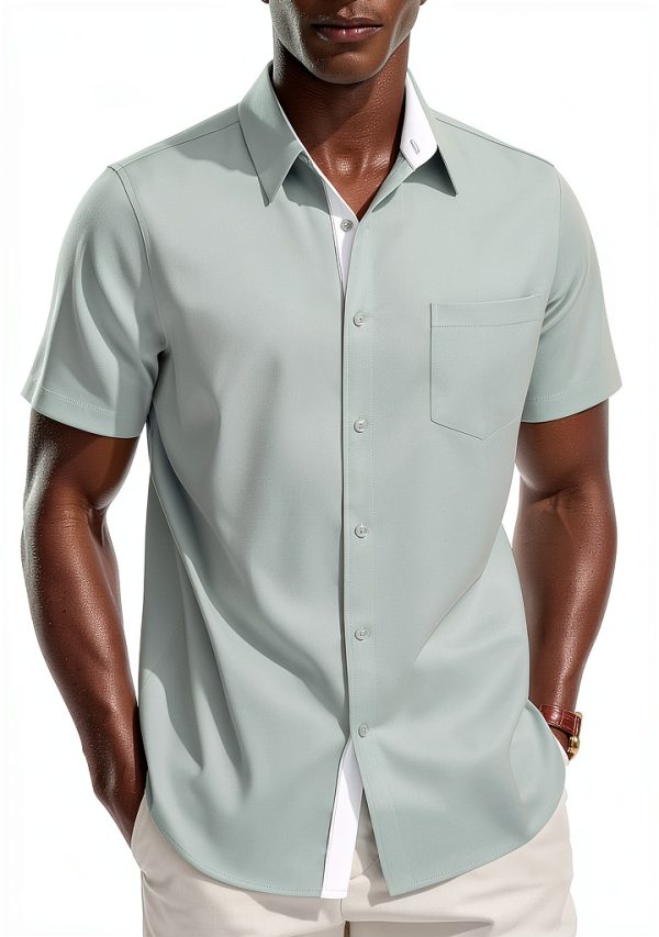 Mens Silk Button Down Shirt Premium Fabric Multiple Colors-0