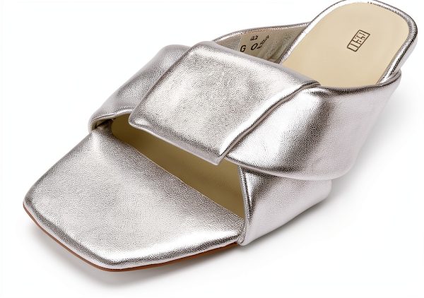 PAUL GREEN Womens Slide Sandals Leather Lined Aluminium-5