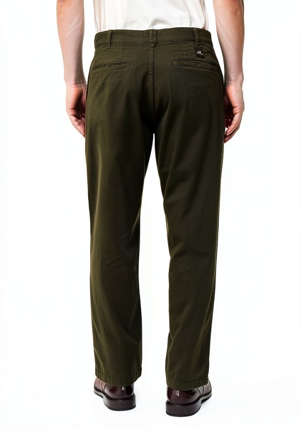 Mens Casual Pants Lightweight Stretch Twill Dark Green-2