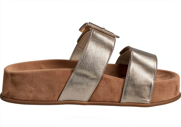 Paul Green Womens Gold Vegan Leather Sandals Size 7-1