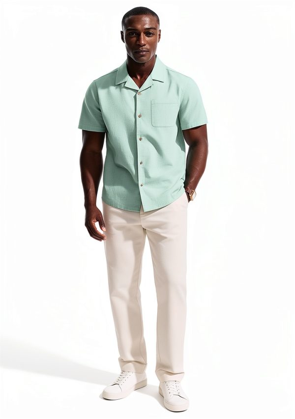 Mens Linen Cotton Cuban Shirt Casual Short Sleeve Button-1